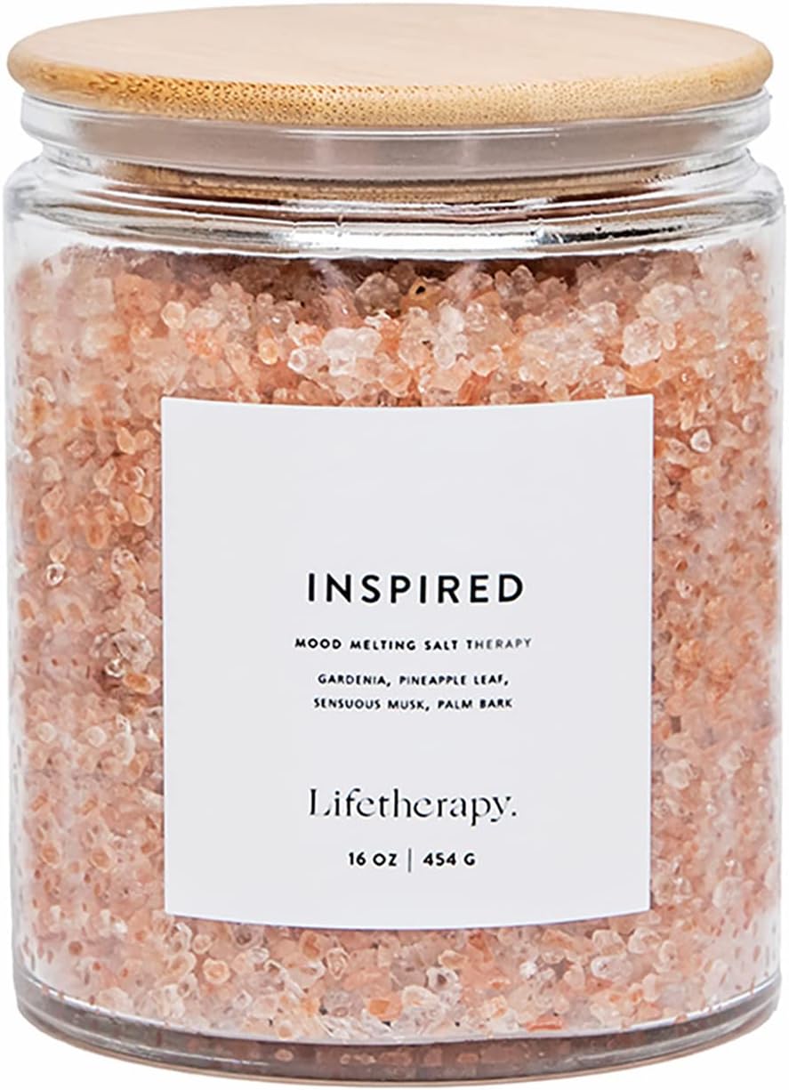 Lifetherapy Himalayan & Dead Sea Salt Soak – Inspired | Clean, Skin-Loving Formula | Vegan & Gluten Free Hydrating | Nourishing Vitamins | Bath Salts | Free of Parabens, Sulfates & Phthalates 16oz