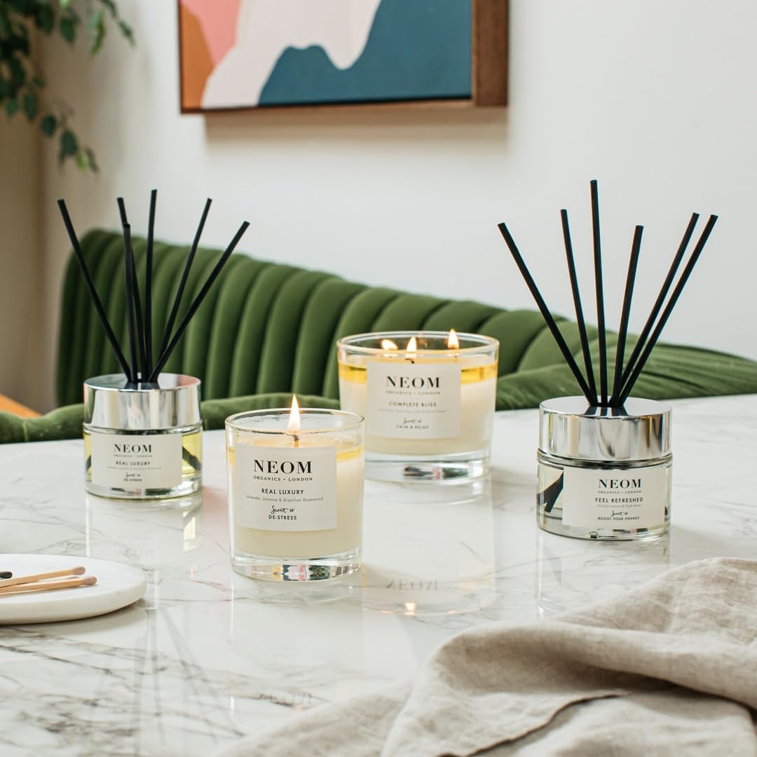 NEOM - Candle, 3 Wick | Lavender, Jasmine & Sandalwood | Scented Candles for Home | Luxury Aromatherapy Candles | Essential Oil Candles | Tranquil & Relax | Signature De-Stress Scent