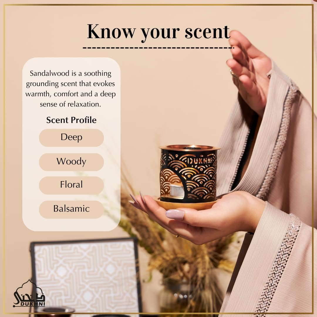 Dukhni Sandal Bakhoor Set | 2 x 9 Piece Each & Tree of Life Bakhoor Burner | Arabic Incense, Sandalwood Aroma, Grounding Woody Scent | Relax & Meditate, Home Fragrance, Home Aromatherapy