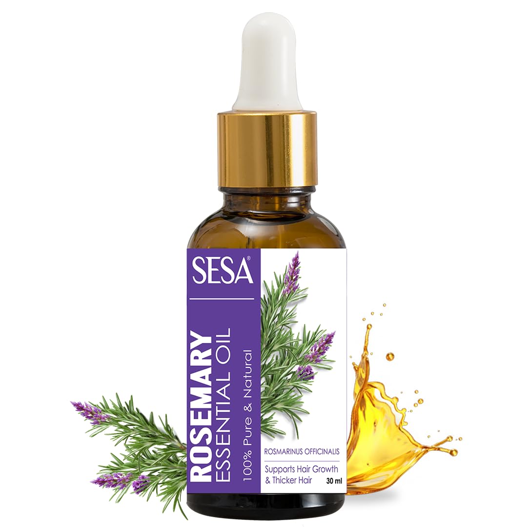sesa Rosemary Essential Oil For Hair Growth Nourishes Skin Hair Fall Control | 100% Pure & Natural Rosemary Oil, 30 ml | Men and Women
