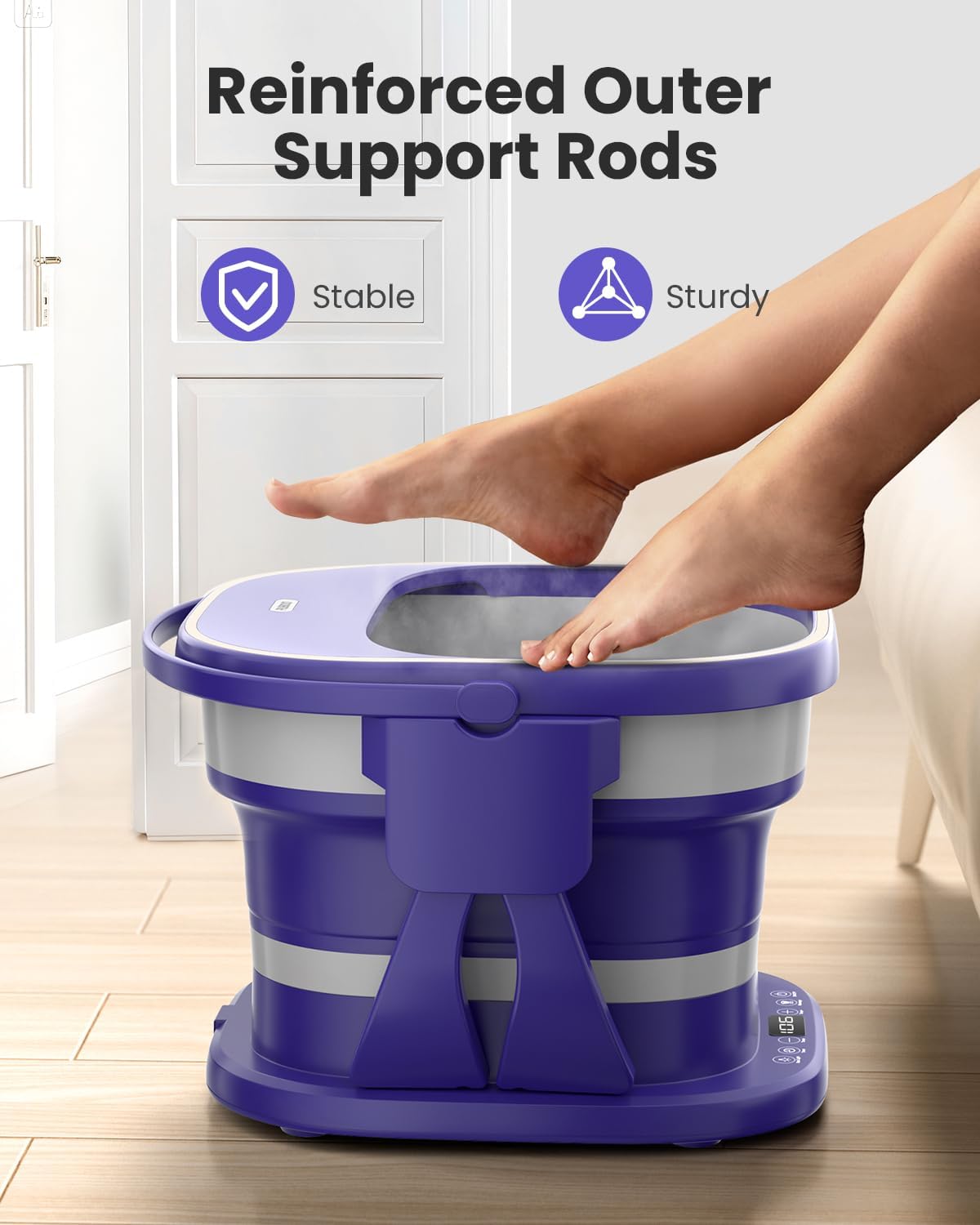 Puboo Collapsible Foot Spa Bath Massager with Heat, 95-115°F Precise Temp Control, Motorized Massage Rollers, Heated Foot Bath Soak Tub, Fits up to US Men’s Size 11 / Women’s Size 12.5
