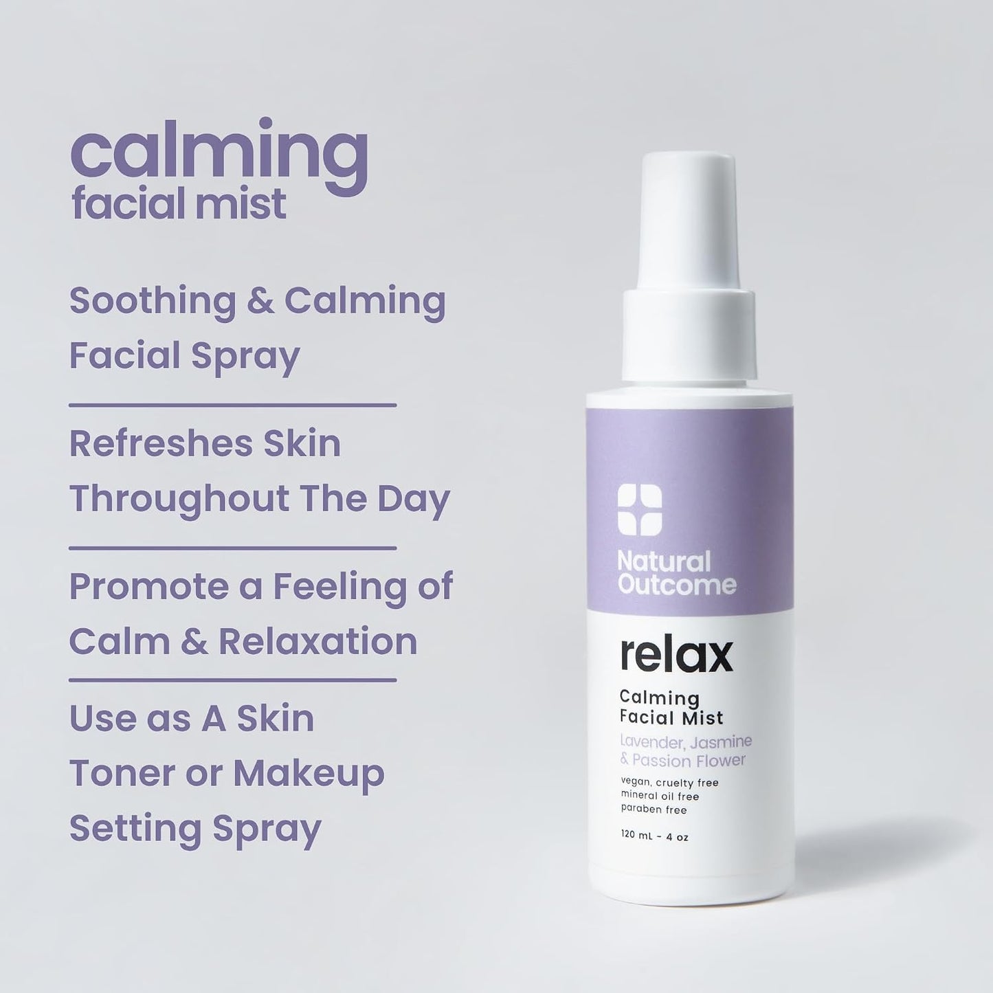 natural outcome Calming Face Mist and Setting Spray - Aromatherapy Face and Body Mist, Relaxing Pillow Mist with 100% Pure Lavender - 4 oz
