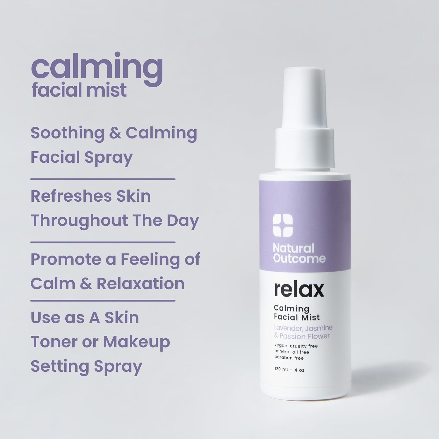 natural outcome Calming Face Mist and Setting Spray - Aromatherapy Face and Body Mist, Relaxing Pillow Mist with 100% Pure Lavender - 4 oz