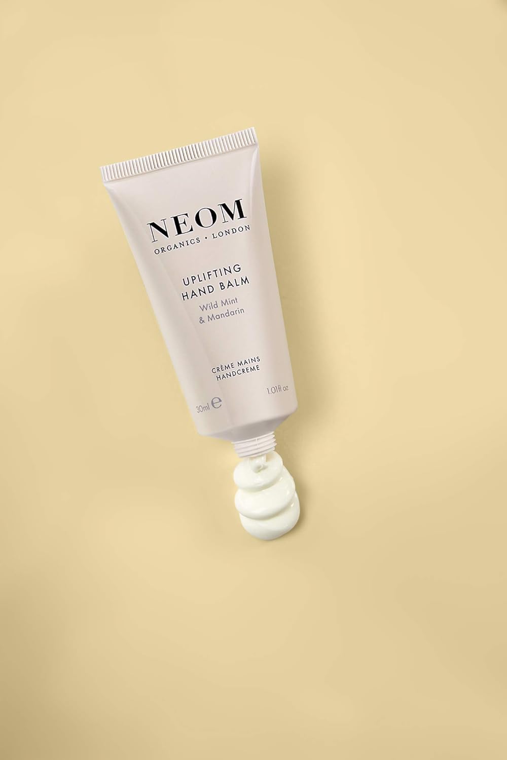 Neom Uplifting Hand Balm, 30ml I Wild Mint & Mandarin I 4 other essential oils I 100% Natural Fragrances I Cocoa and Shea Butter I Nourishing and Softening I Lift your mood