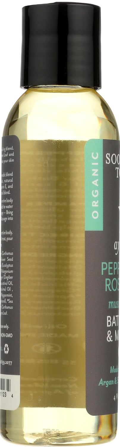 Soothing Touch Peppermint Rosemary Organic Bath, Body & Massage Oil, 4 Fl Oz