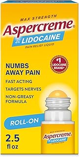 Aspercreme Odor Free Max Strength Lidocaine Pain Relief Liquid with Roll-On No Mess Applicator, 2.5 oz.
