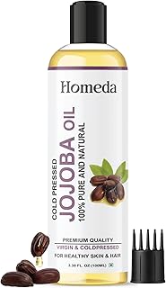 Pure Jojoba Oil Organic Cold Pressed for Hair, Skin, Nails Cuticle, Face (3.4 oz) Aceite de Jojoba Prganico Para el Cabello - Jobaba for Gua Sha, Beeswax - Unrefined Base Carrier Oil (100ml)