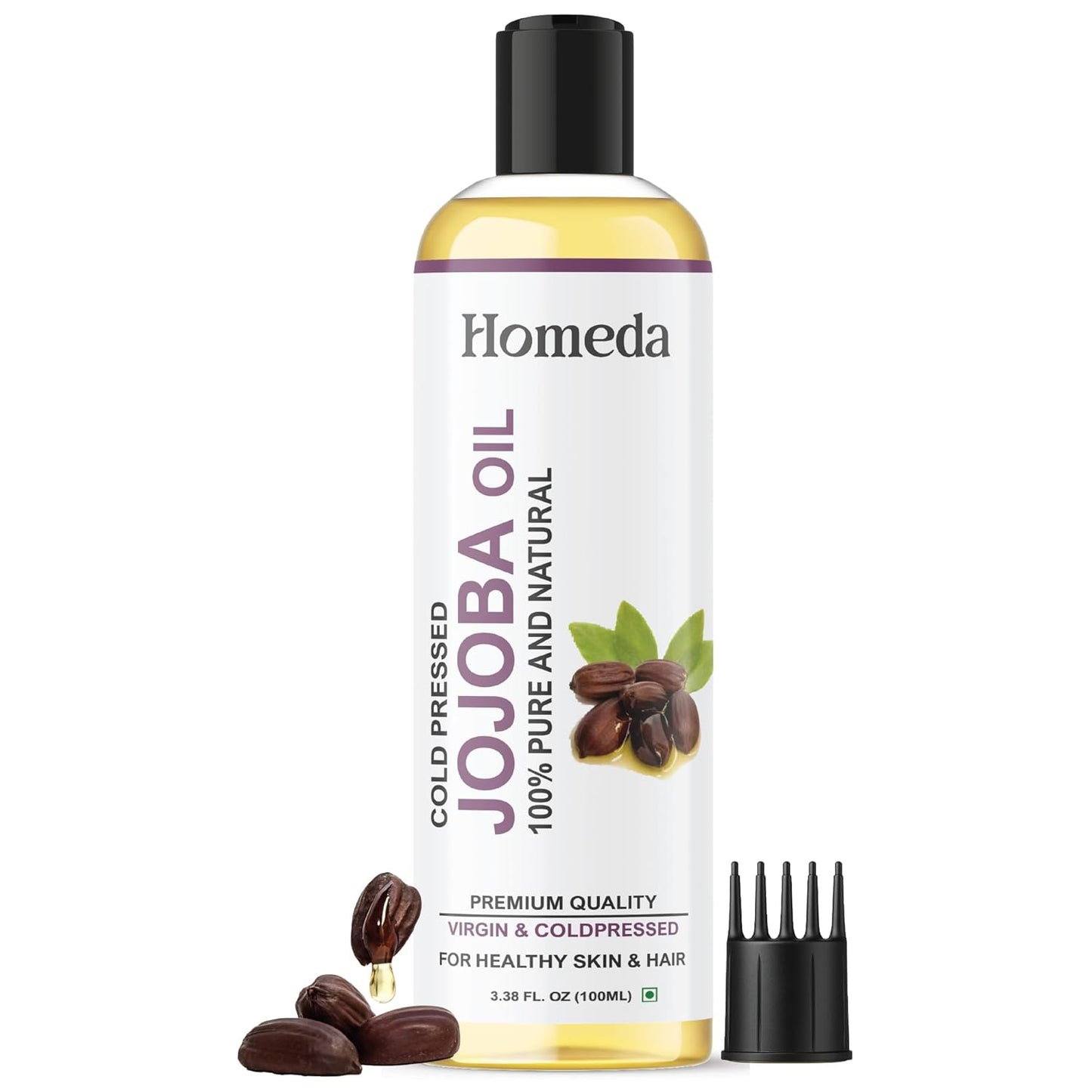 Pure Jojoba Oil Organic Cold Pressed for Hair, Skin, Nails Cuticle, Face (3.4 oz) Aceite de Jojoba Prganico Para el Cabello - Jobaba for Gua Sha, Beeswax - Unrefined Base Carrier Oil (100ml)