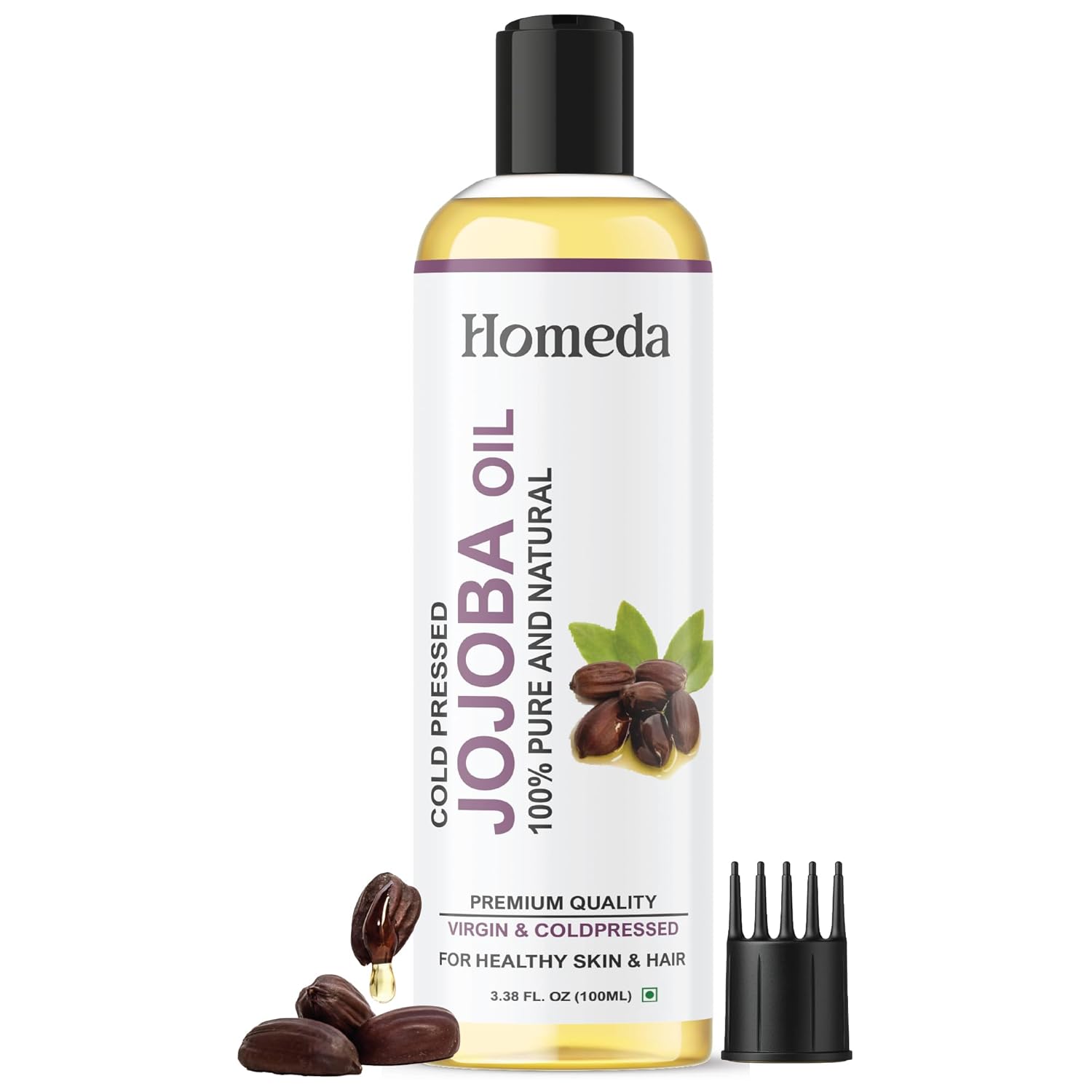Pure Jojoba Oil Organic Cold Pressed for Hair, Skin, Nails Cuticle, Face (3.4 oz) Aceite de Jojoba Prganico Para el Cabello - Jobaba for Gua Sha, Beeswax - Unrefined Base Carrier Oil (100ml)