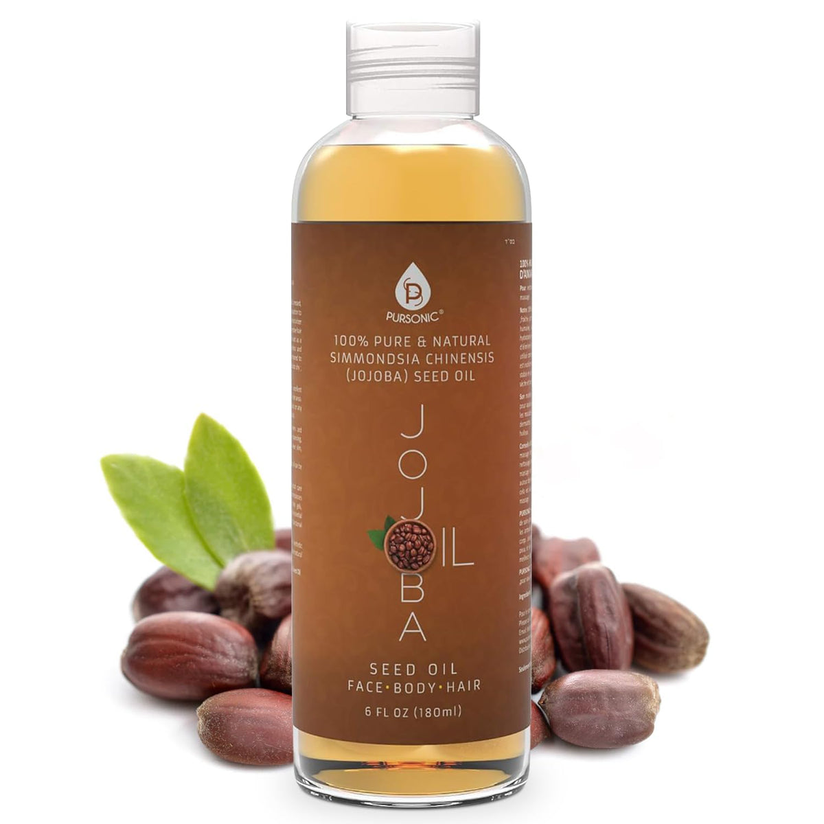 Pursonic 100% Cold Pressed Pure Golden Jojoba Oil for Dry Skin or Damaged Hair
