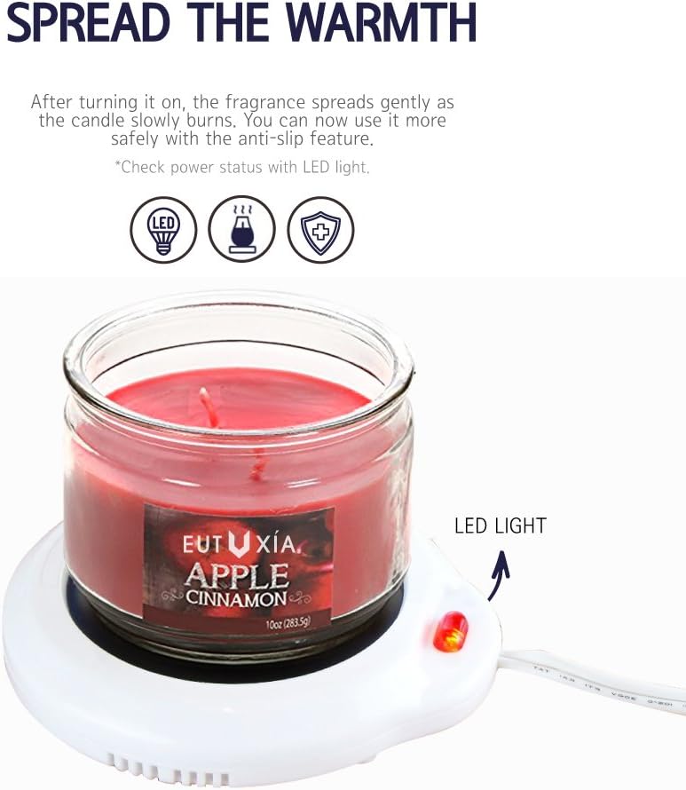 Candle Warmer for Home & Office, Set of 2, Great for Warming Up Cups, Coffee Mugs & Beverages on Desks Tables & Countertops. Electric Heated Plate Warms Quickly, Enjoy Hot Drinks on Cold Days