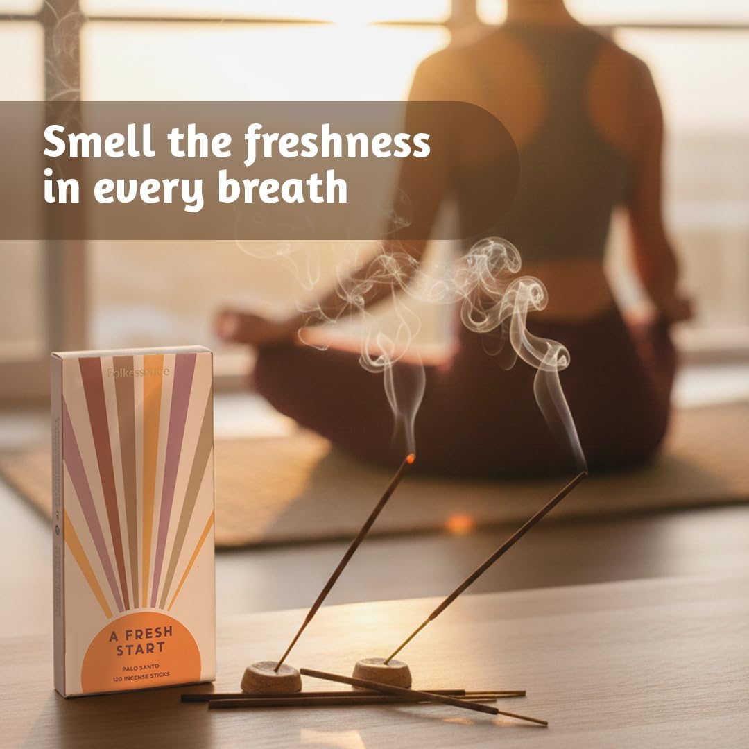 Folkulture Palo Santo Incense Sticks (120 Sticks) | Insence-Sticks for Graduation Gifts, Aromatherapy, Yoga, Room Freshener Gifts |No Charcoal,Non Toxic, 45 Mins, Long Burning Inscents-Sticks