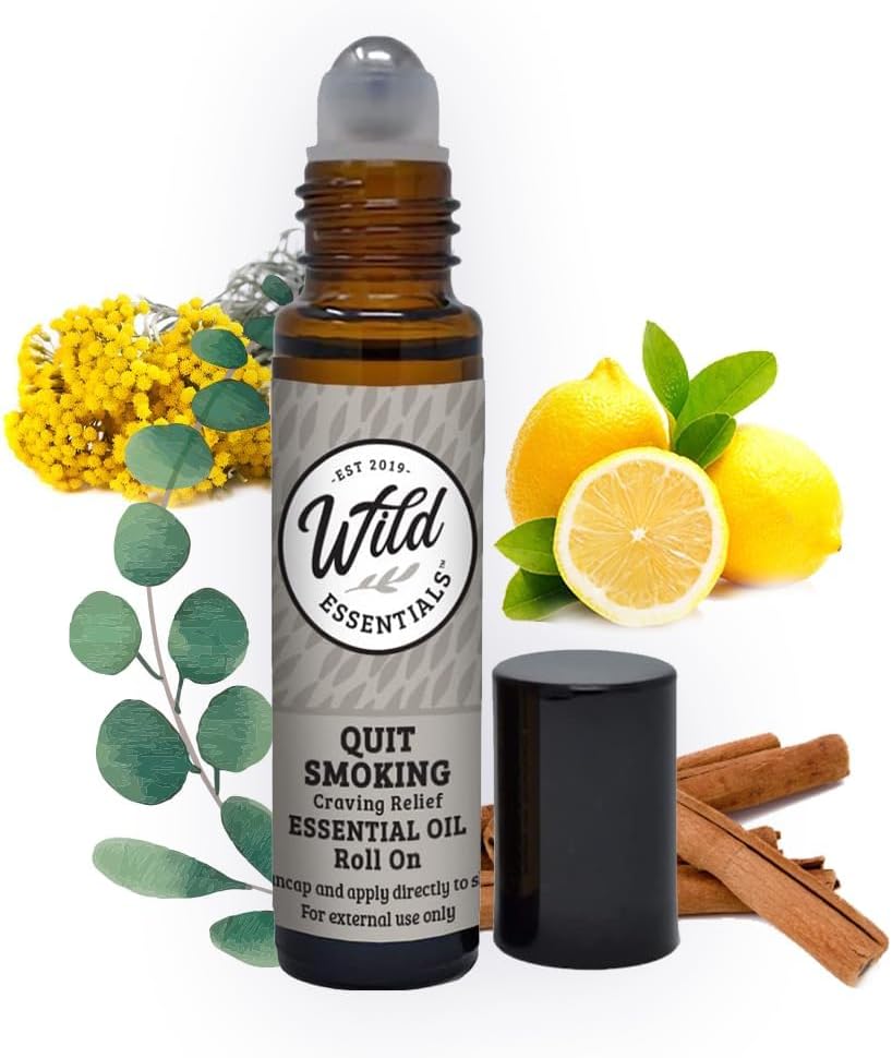 Wild Essentials Quit Smoking Essential Oil Roll On, for Help with Cessation Programs, Lung Soothing, and Lifts The Spirit, Made with Organic Jojoba Oil, Ready to Use, Moisturizer, All Natural