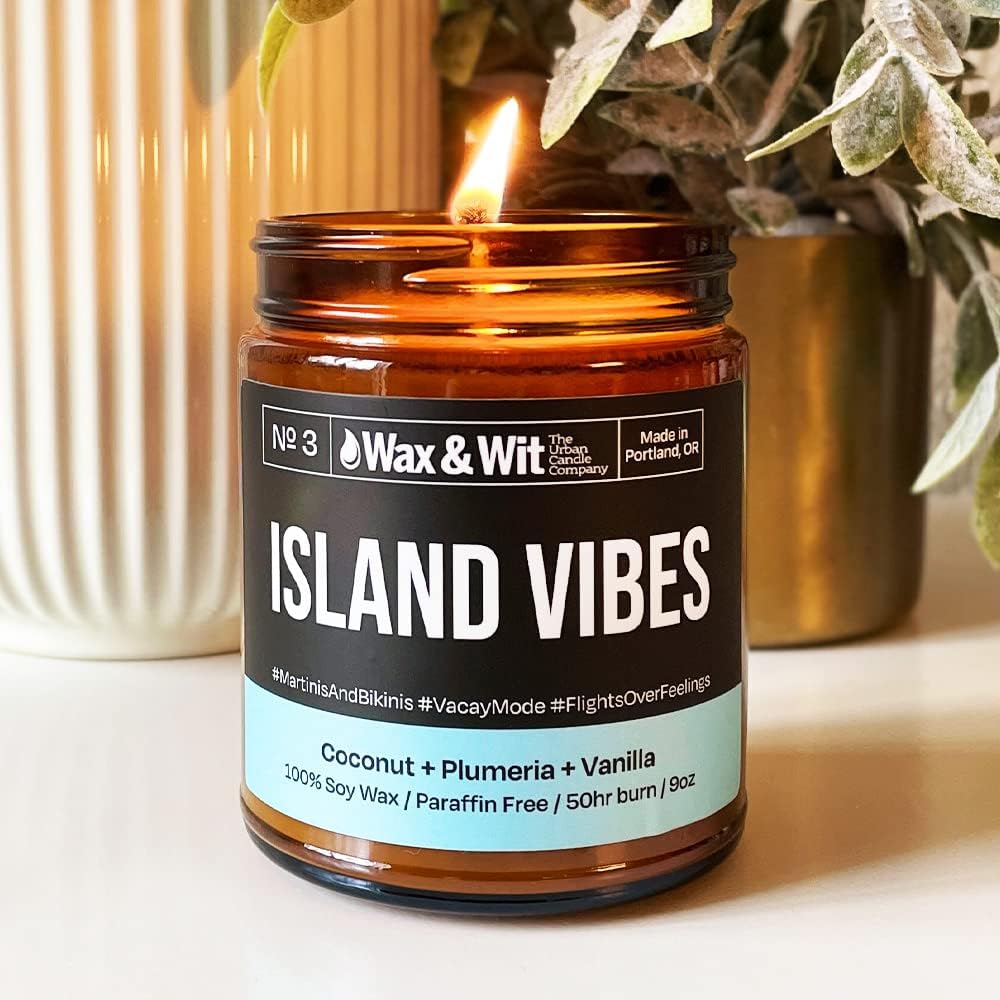 Wax & Wit Funny Soy Candle Gift for Women - Humorous, Aromatherapy Soy Wax Candle, Ideal for Housewarming, Coworker, Birthday – Coconut, Plumeria, Vanilla - 9oz