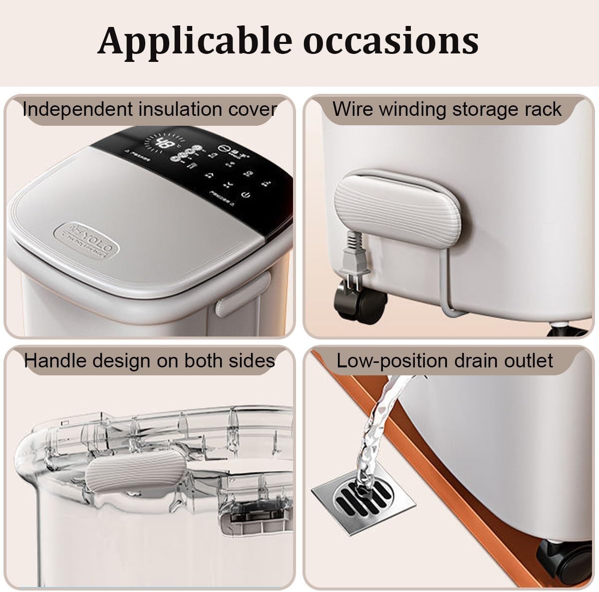 Foot Massager spa, Foot Spa Bath Massager, with Circulation Heat, Tub for Stress Relief, with Heat and Massage Rollers, for Relaxation & Pain Relief - Gifts(White-A)