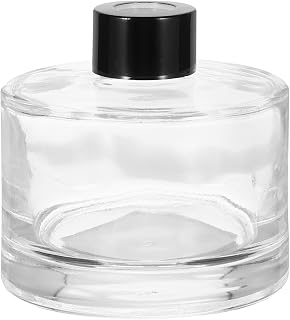 HARFINGTON 200ml/6.8oz Empty Glass Diffuser Bottle 3.2" x 3.3" Refillable Fragrance Accessories Aromatherapy Jar Container for Replacement Reed Diffuser DIY Home Bathroom Transparent