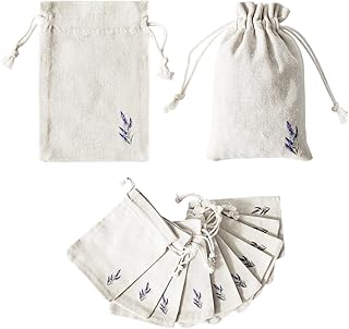 Daclubmenxy 20 PCS Lavender Bags, lavender sachets, Sachet Empty Bag, Drawer Sachets, with Drawstring Cotton Pouch for Filling Spice Jewellery Wedding Clothes Storage (Off-White, 4x6 in)