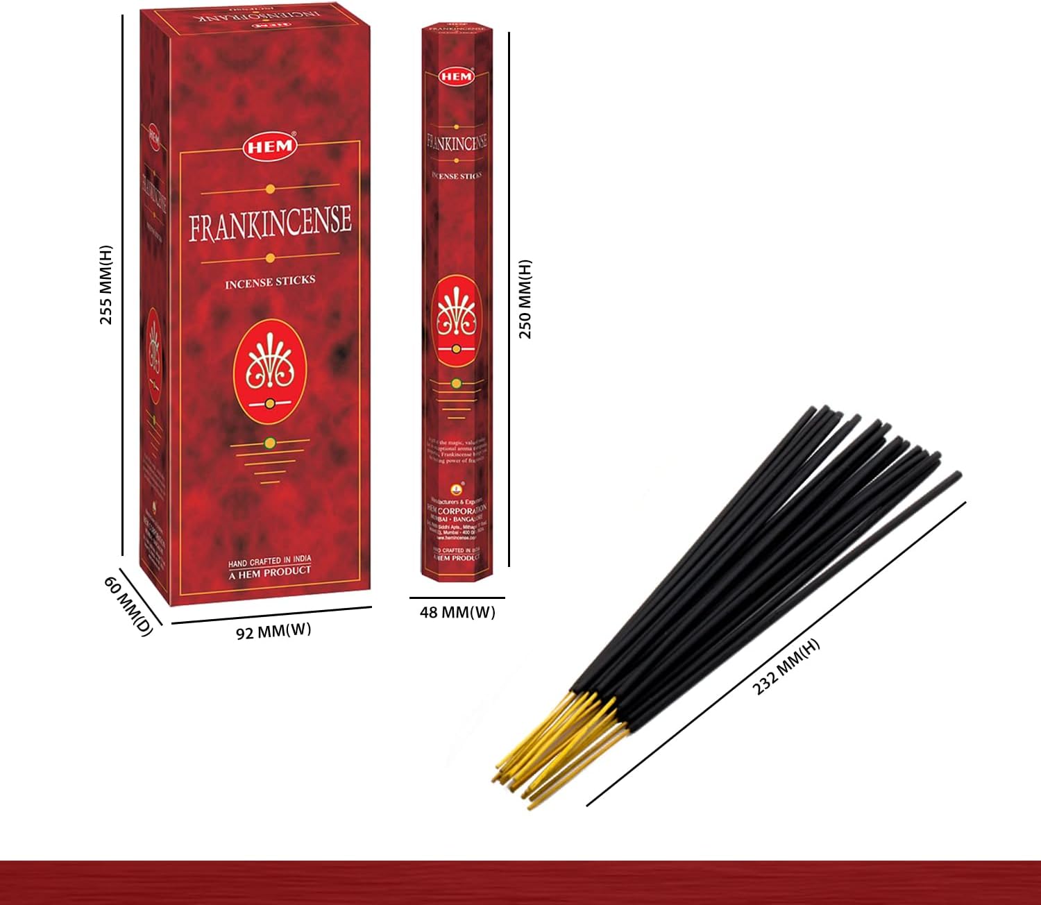 Frankincense - Box of Six 20 Sticks Tubes, 120 Sticks Total - HEM Incense From India | Frankincense fragrance incense sticks.