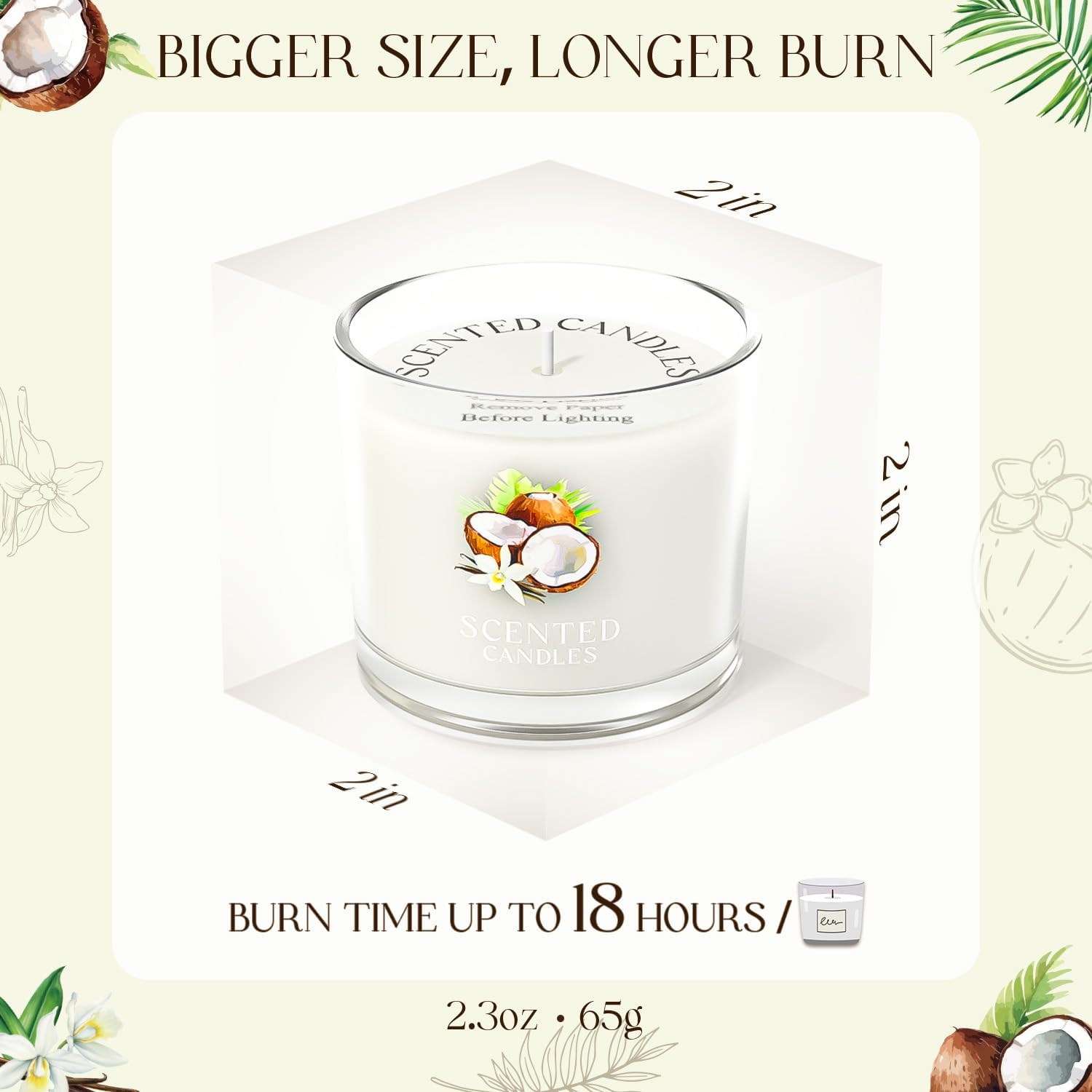 CHILLFLAME Coconut Candle, Scented Candles Gifts for Women, Candles Gift Set for Her, 3 Scented Votive Candles, Birthday Gifts for Women/Men (White, 7 oz)