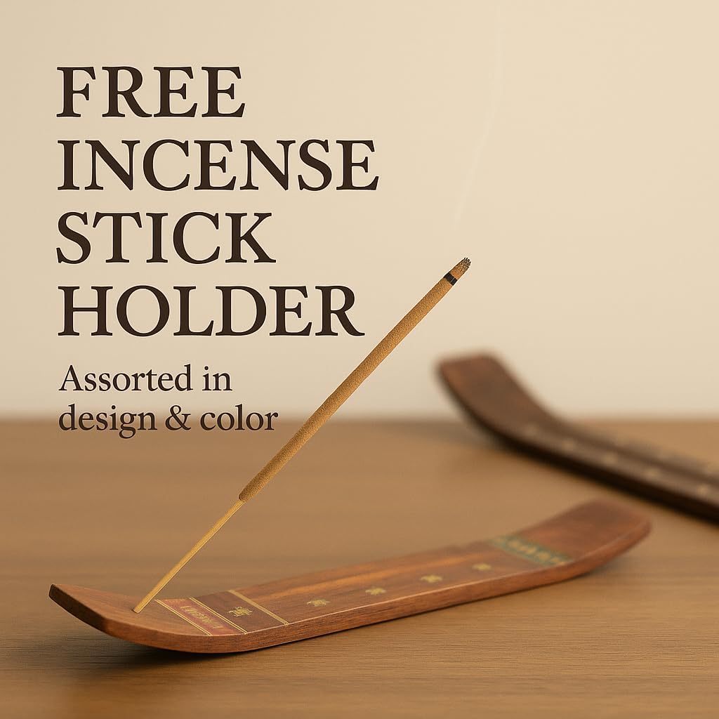 Lavender Incense Sticks for Meditation, Healing, Yoga, Positivity and Relaxation with 1 Wooden Incense Stick Holder - 70-75 Sticks, 120g, Made up of Natural Organic Ingredients, Hashcart®