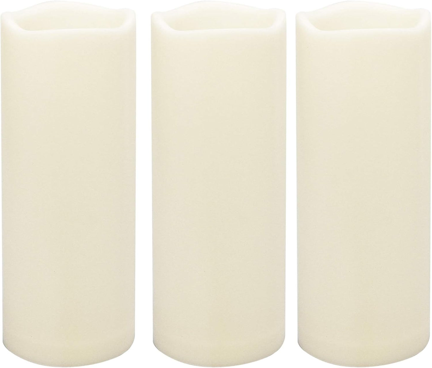 Large Outdoor Waterproof White Flameless Candles with Timer Big Battery Operated Plastic LED Pillar Candles for Garden Patio Home Wedding Party Decorations Flickering Electric Lights 3”x8” 3 Pack