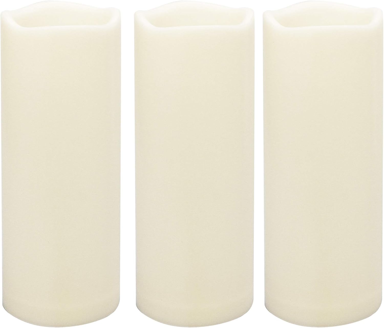 Large Outdoor Waterproof White Flameless Candles with Timer Big Battery Operated Plastic LED Pillar Candles for Garden Patio Home Wedding Party Decorations Flickering Electric Lights 3”x8” 3 Pack