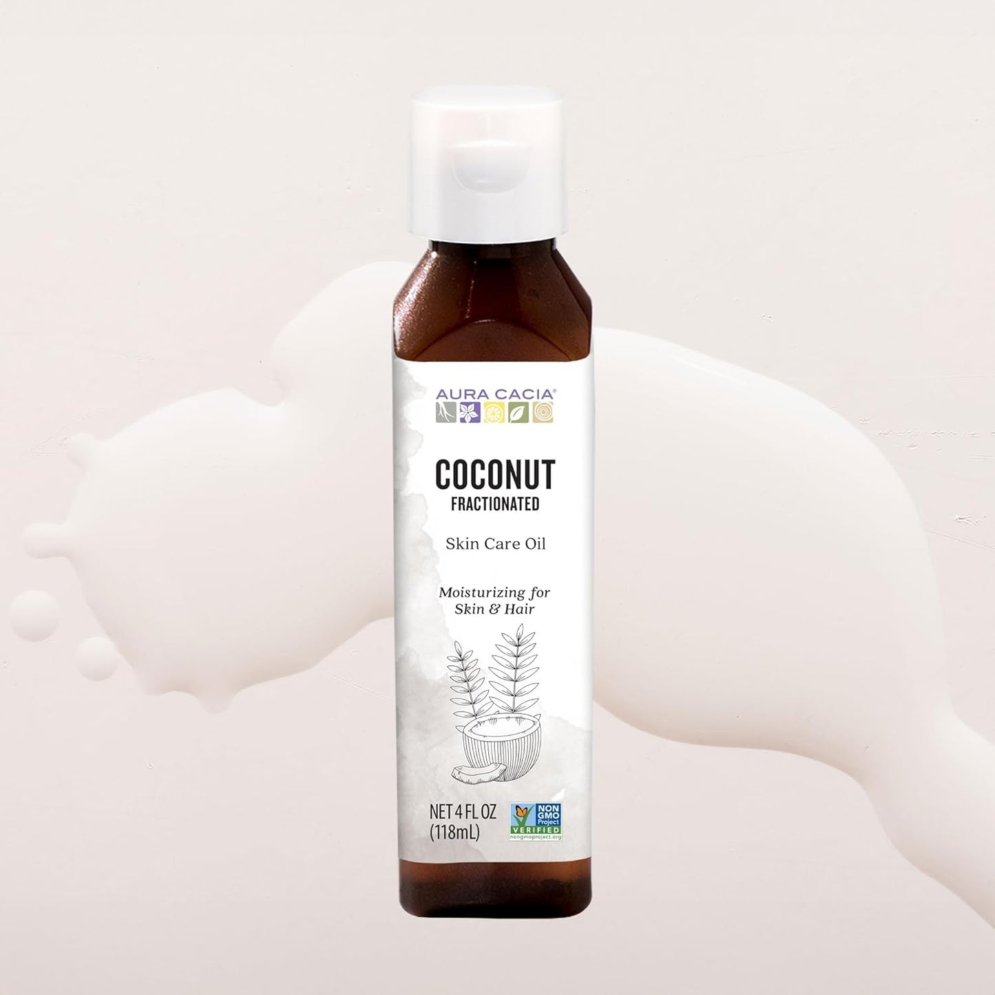 Aura Cacia Fractioned Coconut Oil Skin Care Oil, 4 Fl Oz