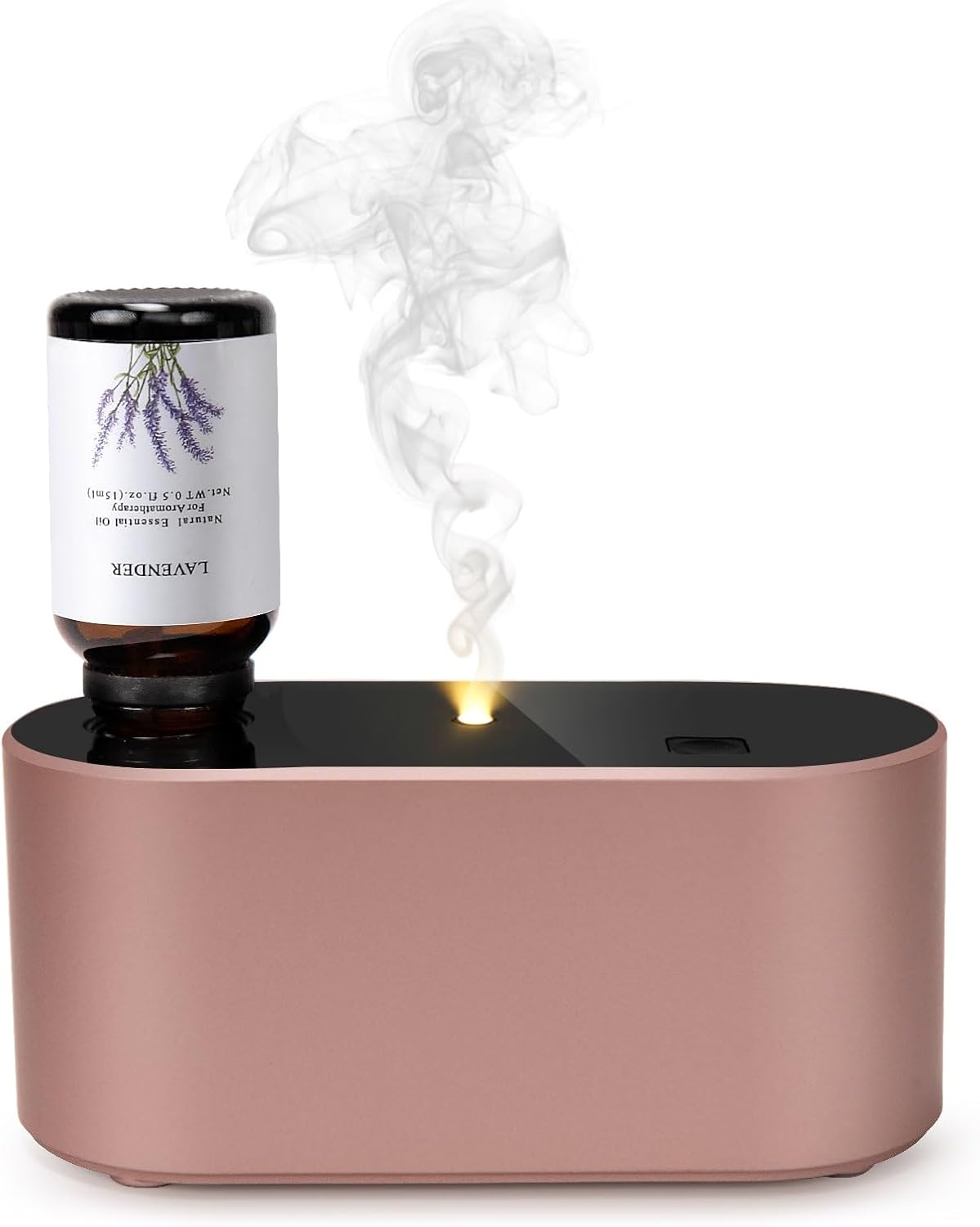 Lecdura Waterless Diffuser for Essential Oil, Battery Operated Scent Air Aromatherapy Diffuser, Mini Aroma Diffusers with 3 Intermittent Mist Modes, Cycle Start for Home Office Bedroom - Rose Gold
