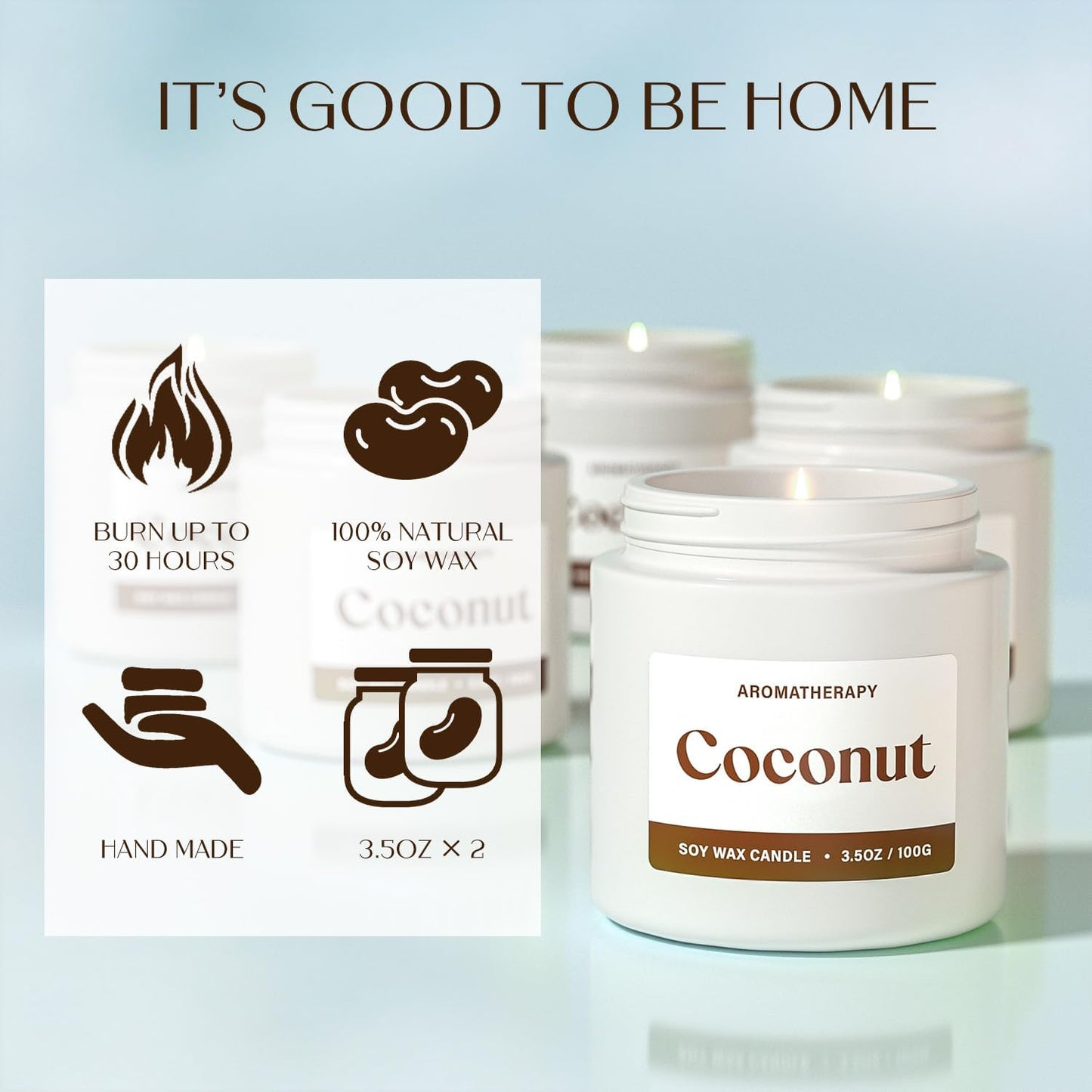 Coconut Scented Candles for Women, Soy Candle Gift Set, Tropical Coconut Candles, 2 Pack Aromatherapy Candles for Relaxing, Summer Home Decor