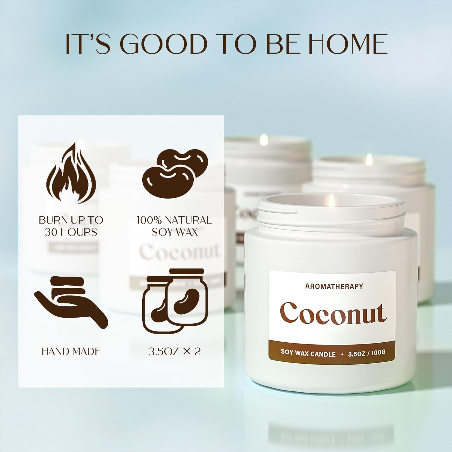 Coconut Scented Candles for Women, Soy Candle Gift Set, Tropical Coconut Candles, 2 Pack Aromatherapy Candles for Relaxing, Summer Home Decor