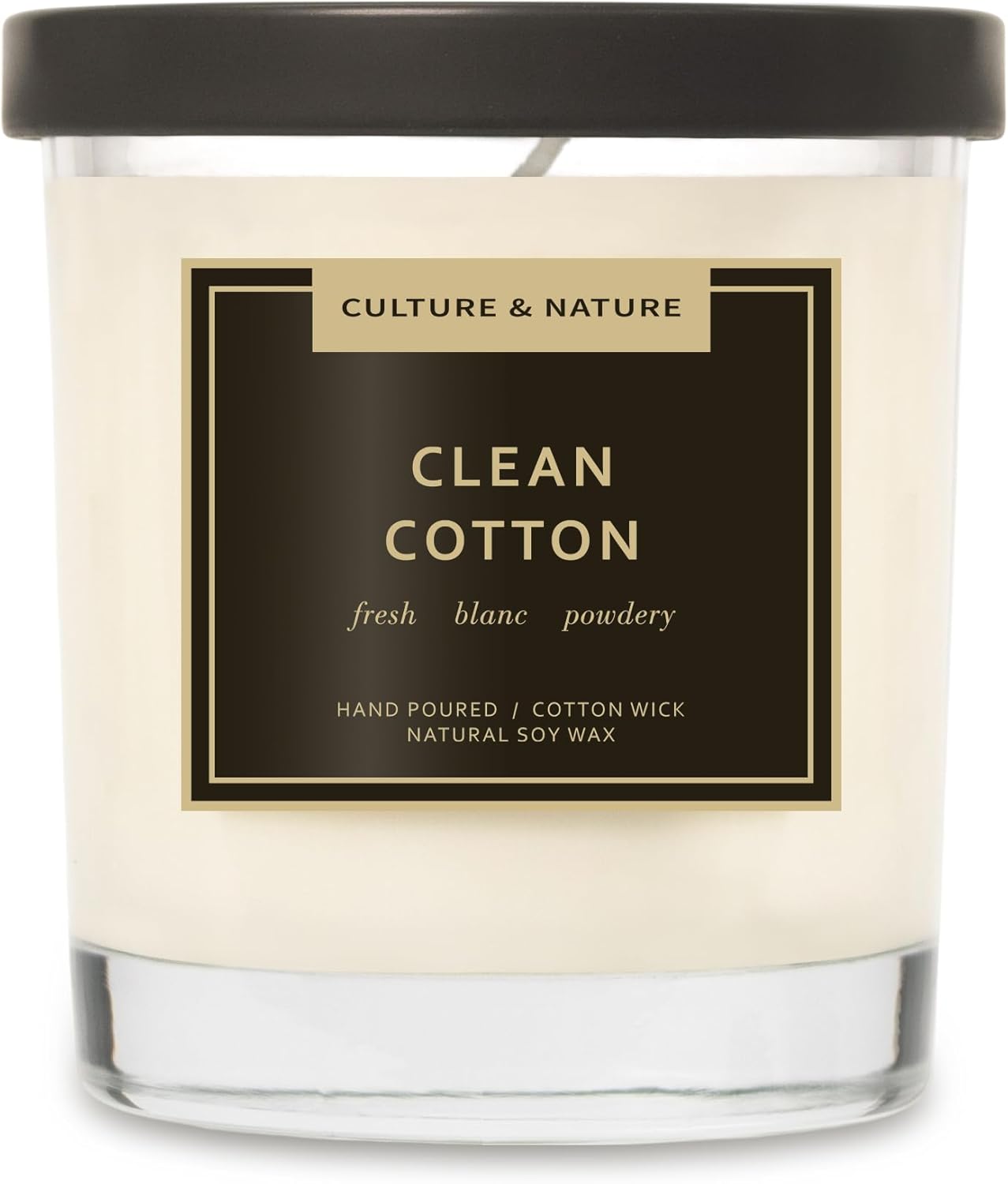 CULTURE & NATURE Natural Soy Wax Candle 7oz Clean Cotton Scented