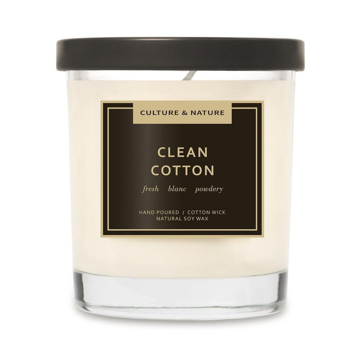 CULTURE & NATURE Natural Soy Wax Candle 7oz Clean Cotton Scented