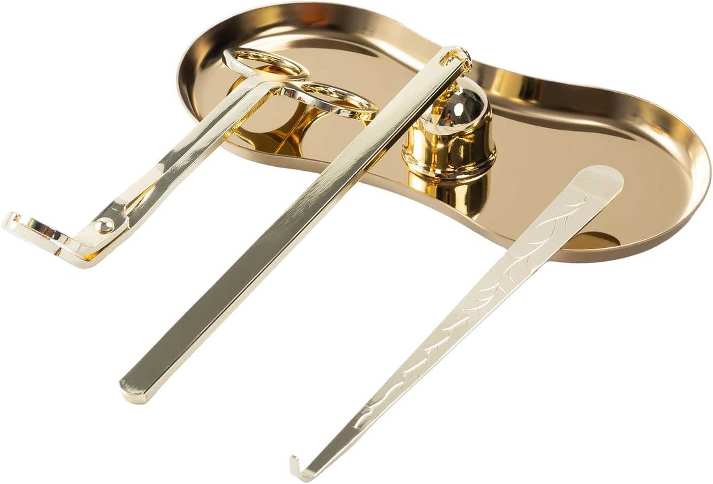 4 Pack Gold Essential Candle Accessory Set, Precision Wick Trimmer Elegant Wick Dipper, Stylish Snuffer Tray Holder, Perfect for Candle Enthusiasts/Lovers