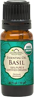 US Organic 100% Pure Basil Essential Oil, USDA Certified Organic, Steam Distilled W/Euro Dropper, 10 ml (More Size Variations Available)