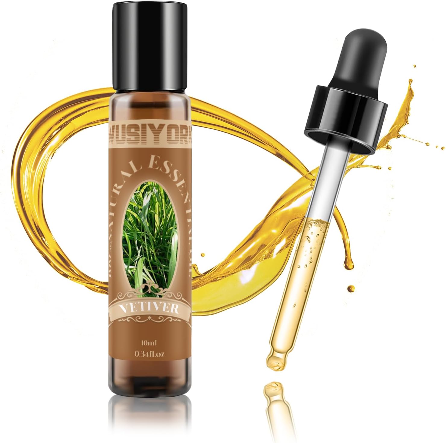 Vetiver Essential Oil 10ML - 100% Pure and Natural Therapeutic Grade Oils for Aromatherapy Diffuser - 0.34 Fl Oz/Vetiver