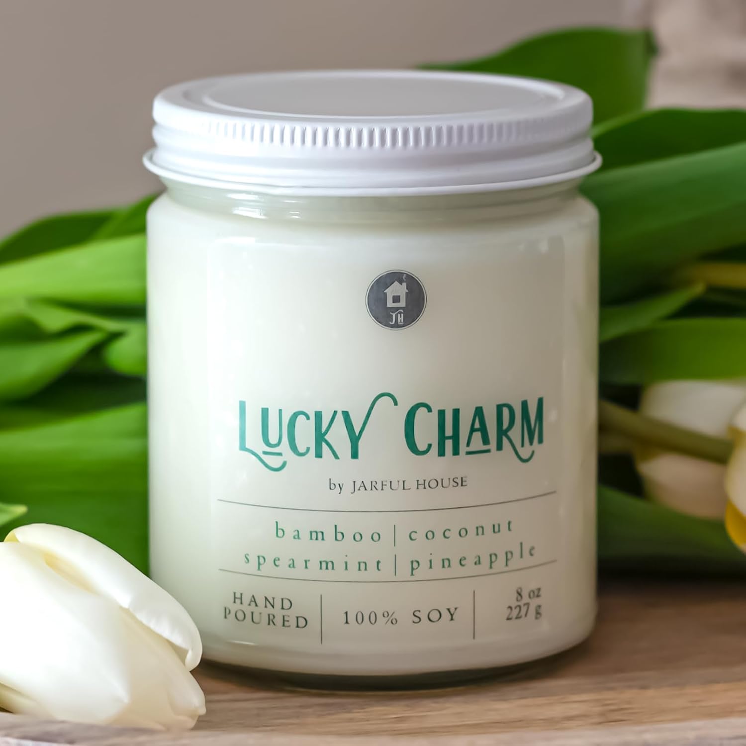 Lucky Charm Scented Soy Candle, St. Patrick's Day Candle, Spring Scent Coconut Spearmint Pineapple, Easter Gift for Mom