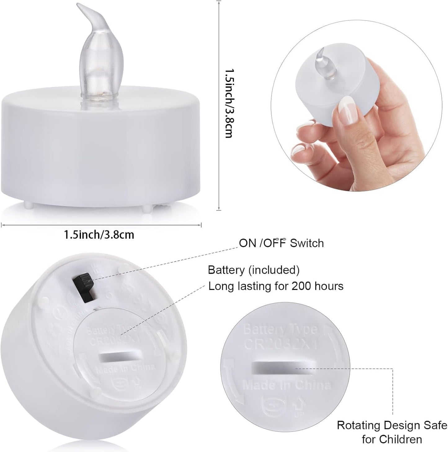 Battery Operated LED Tea Lights :100 Pack Flameless LED Flickering Candles Long Lasting 200+ Hours Electric Candle in Warm White Ideal for Party, Wedding, Birthday, Gifts and Home Decoration