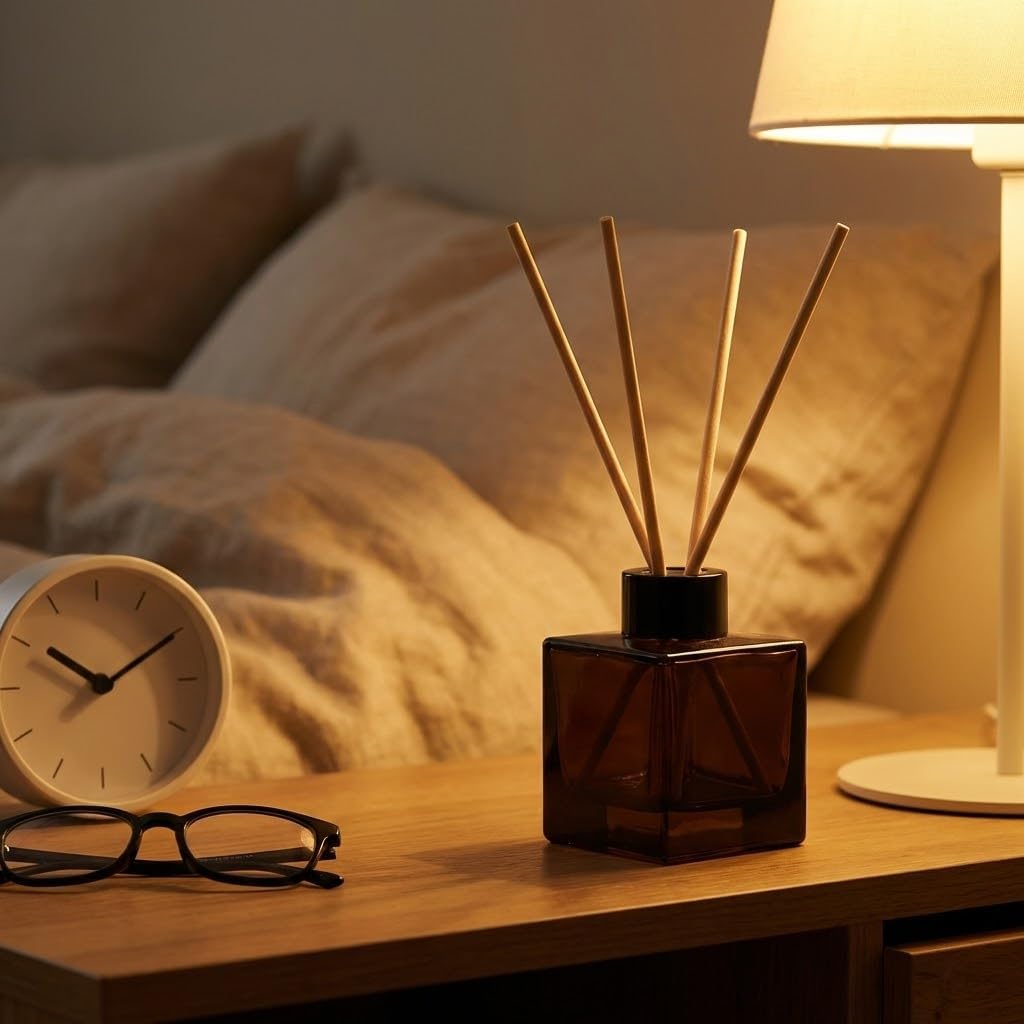100ml 2pcs Reed Diffuser Bottles,Fragrance Diffuser Empty Bottle with 20pcs Reed Sticks for Home Fragrance Accessories and Women Gift Room,Home,Bathroom Decor
