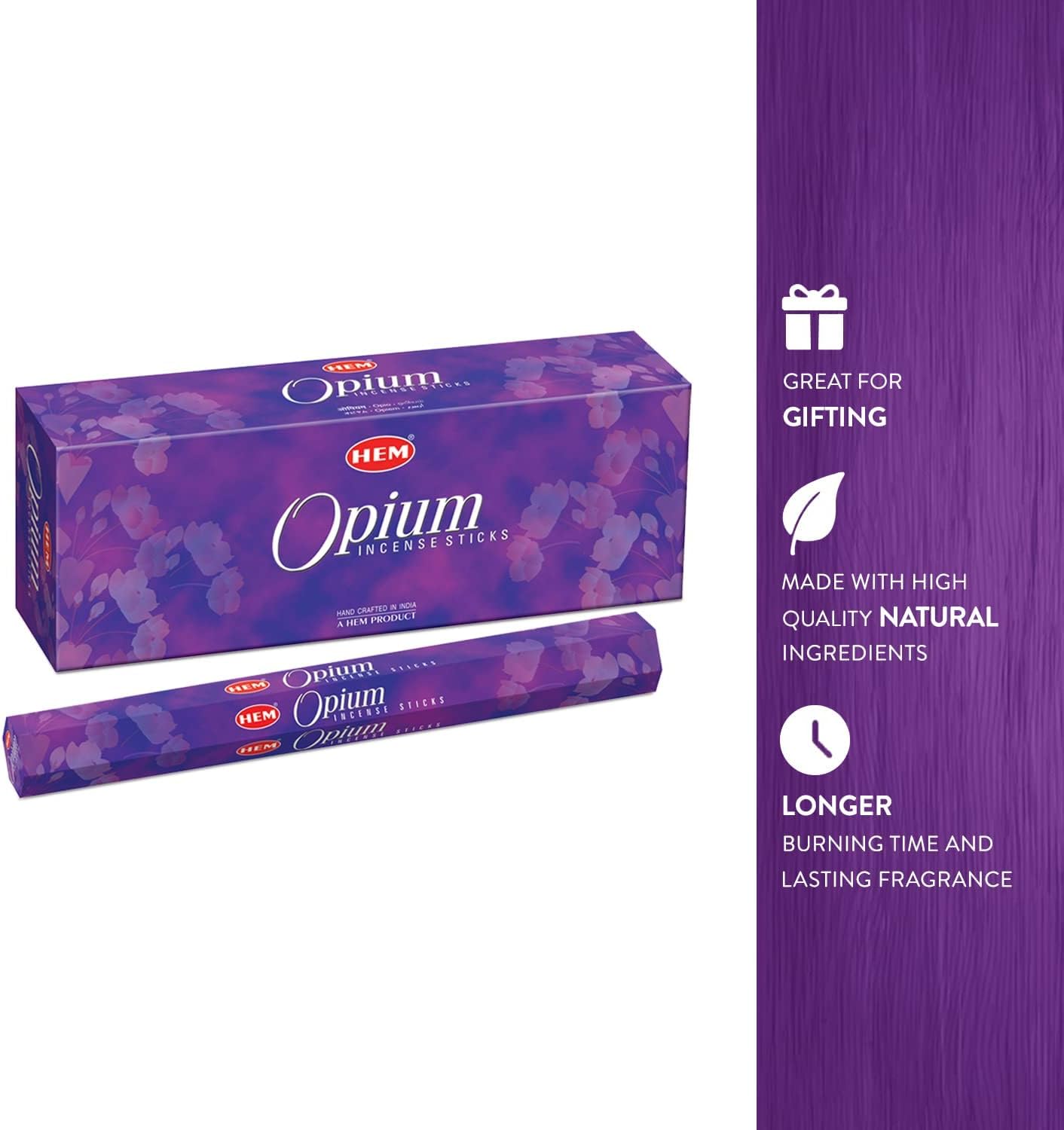 Hem Opium Incense Sticks (120 Sticks, 6 Boxes Inside) - 9 Inches Long, 20g per Box - Perfect for Meditation, Rituals & Cleansing |Enchantment, Captivating & Mysterious Fragrance