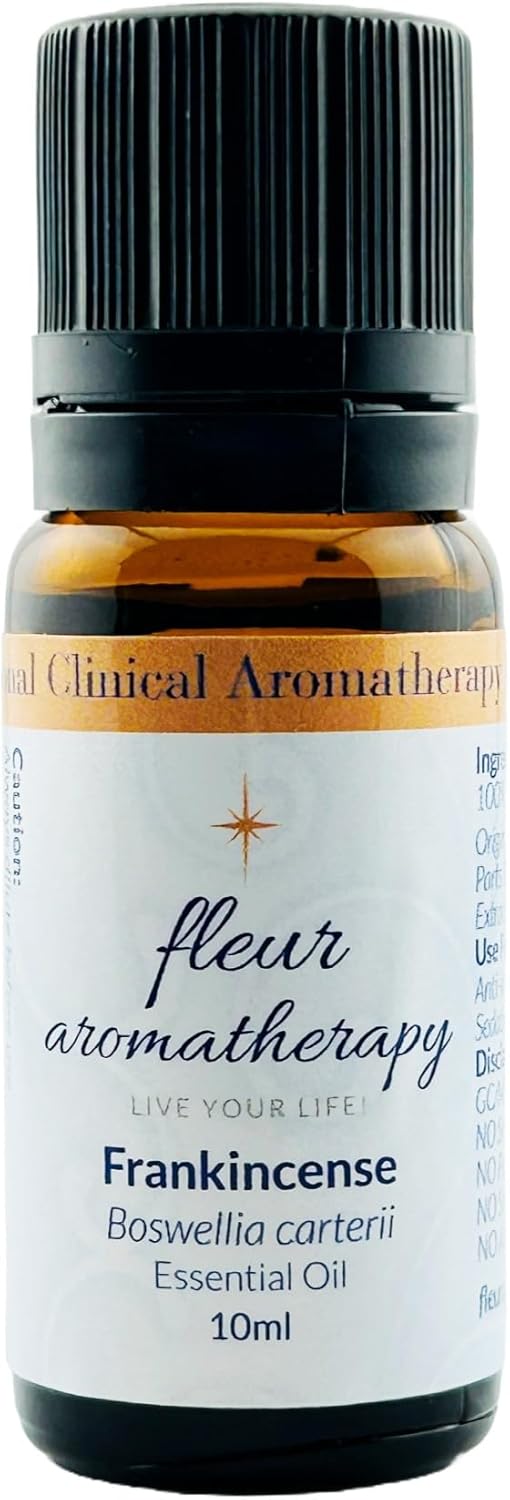 Frankincense Essential Oil 10ml – 100% Pure Boswellia carterii – Steam Distilled – GC/MS Tested – Warm, Resinous & Grounding Aroma – Professional Clinical Aromatherapy Quality – Fleur Aromatherapy