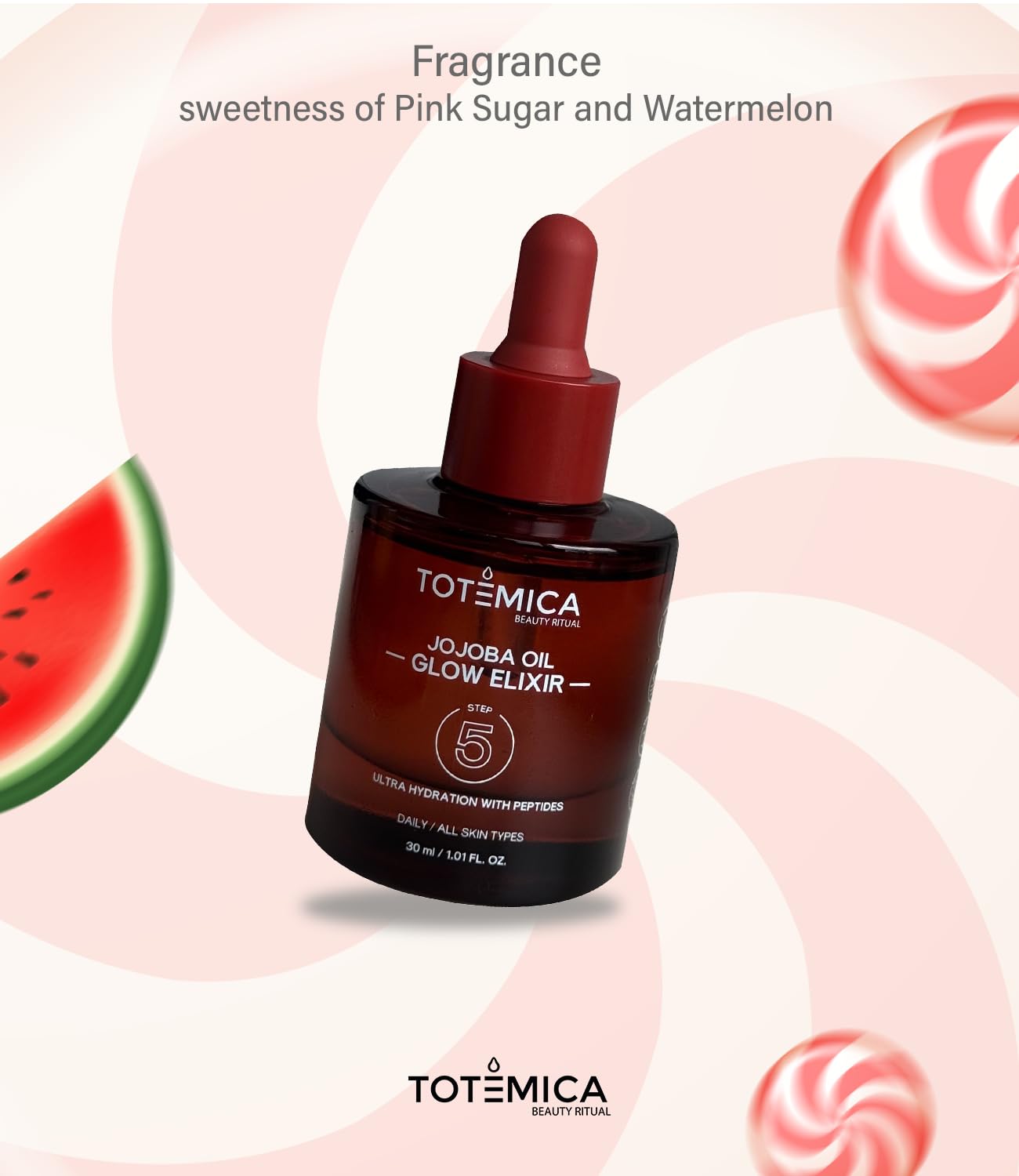TOTEMICA Organic Jojoba Oil Glow Elixir – Hydrating & Anti-Aging face oil with Peptides | Vegan & Non-Comedogenic facial oil & moisturizing body oil for skin oil & hair oil (1.01 Fl Oz)