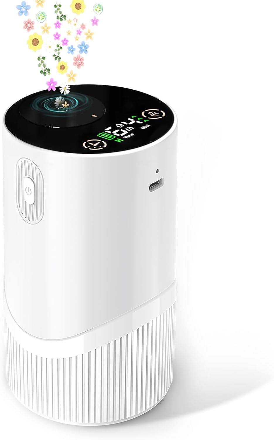 Waterless Diffuser for Essential Oil-Aroma Scent Diffusers for Home Car Mini Aromatherapy Nebulizer Battery Operated Small Air Diffuser Machine 4 Mist Level 1/2/3/4/6H Timers Auto-off for Hotel 5-20ML