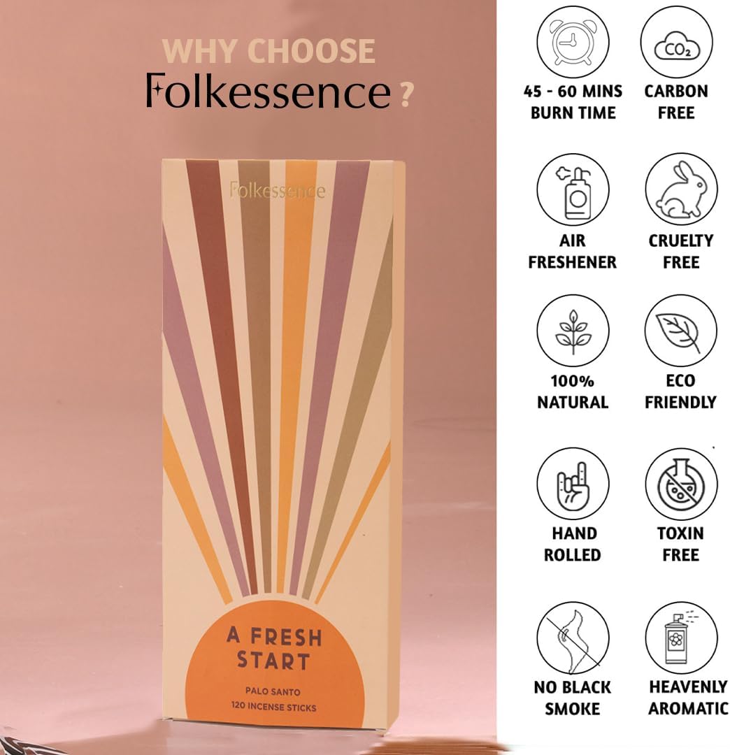 Folkulture Palo Santo Incense Sticks (120 Sticks) | Insence-Sticks for Graduation Gifts, Aromatherapy, Yoga, Room Freshener Gifts |No Charcoal,Non Toxic, 45 Mins, Long Burning Inscents-Sticks
