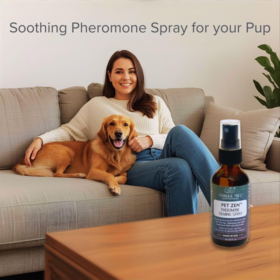 Pet Zen Pheromone Calming Spray for Dogs - Made in the USA - Alcohol-Free - for Carriers, Bedding, Travel & Vet Visits