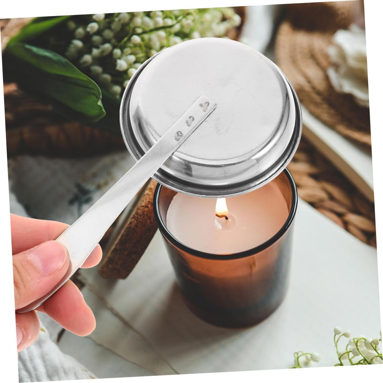 ABOOFAN 5pcs Candle Snuffer Set Stainless Steel Extinguisher Flame Snuffer for Candles Wick Dipper Home Decor
