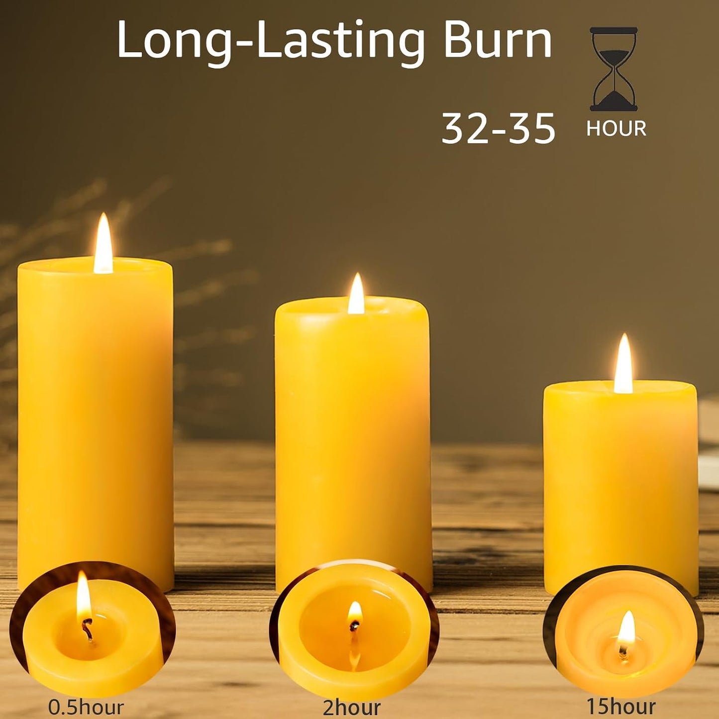 Natural Organic Beeswax Pillar Candles 2x4 Inch Bulk, 100% Pure Bees Wax Candles for Home, 140 Hour Long Burning, Dripless Smokeless Non Toxic Candle for Emergency Parties Meditation Prayer(4 Pack)