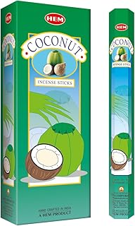 Hem Coconut Incense Sticks (120 Sticks, 6 Boxes Inside) - 9 Inches Long, 20g per Box - Perfect for Meditation, Rituals & Cleansing