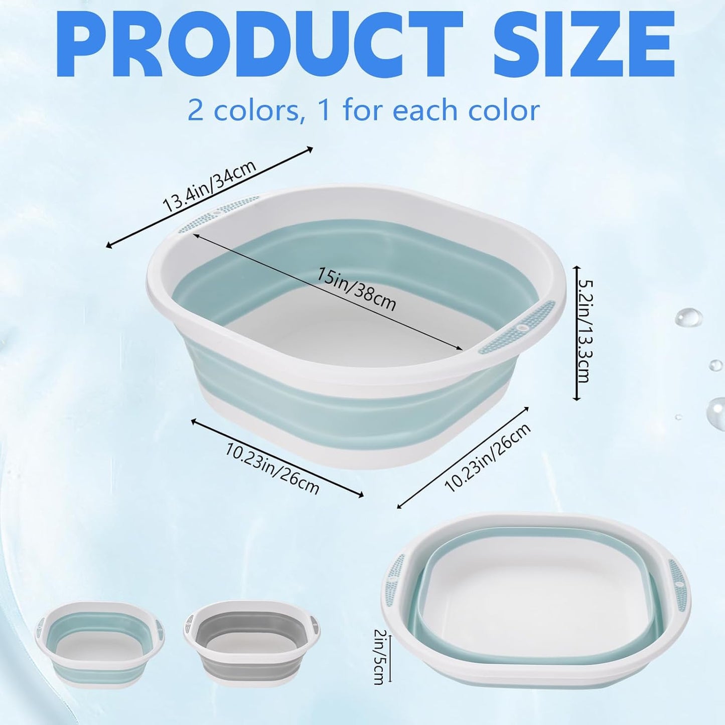 2 Pack Portable Pool Foot Bath,Collapsible Pool Foot Wash Basin Tub Foot Bath Basin for Above Ground Summer Swimming Pools Accessories