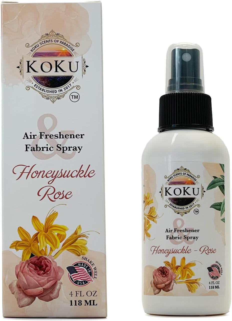 Honeysuckle Rose Air Freshener - Room Spray - Odor Eliminator - Deodorizer - Car Air Freshener - Home Spray - Linen Spray - Fabric Refresher - Non-Toxic - Alcohol Free - Made in USA (4 Oz)
