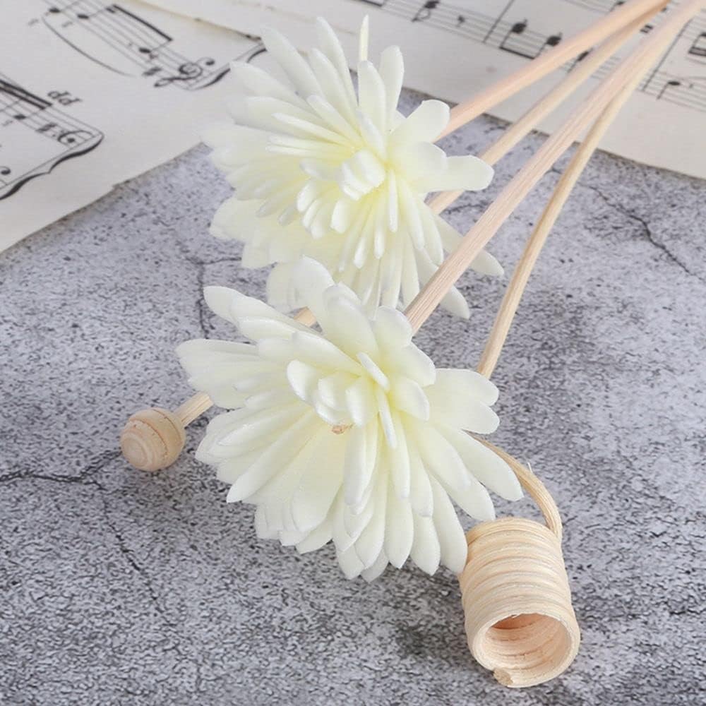 4 Pcs Rattan Reed Fragrance Diffusers and Flower Replacement Refill Sticks, Handmade Flower Reed Diffuser, for Home, Office, Spa, Bedroom, Total Length: 6.3-9.84 inch